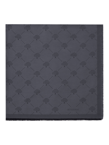 Mulberry Pure Cotton Diamond Tree Scarf, Black