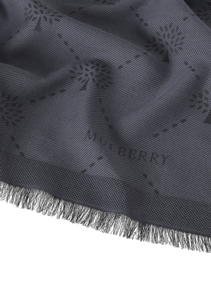 Mulberry Pure Cotton Diamond Tree Scarf - view 2, Black