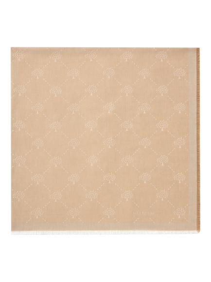 Mulberry Pure Cotton Diamond Tree Scarf, Camel
