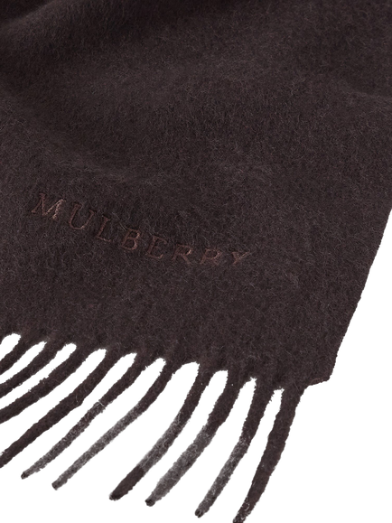 Mulberry Solid Pure Merino Wool Scarf, Ebony - view 2, Ebony