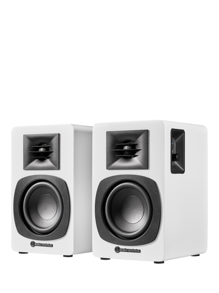 Audio-Technica AT-SP3X Bookshelf Wireless Bluetooth Speakers, White, White