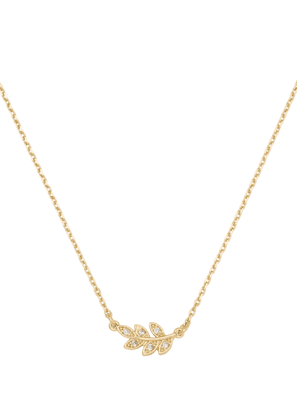 kate spade new york Crystal Leaf Pendant Necklace with Gift Box, Clear/Gold - view 2, Clear/Gold