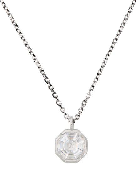 kate spade new york Octagon Stone Pendant Necklace, Clear/Silver - view 2, Clear/Silver