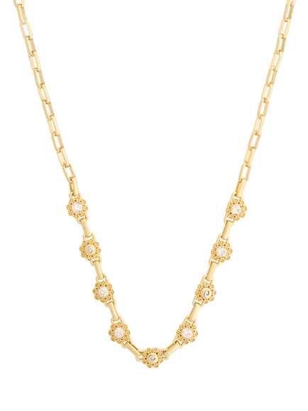 Coach Crystal Tea Rose Heirloom Necklace, Gold, Crystal Gold