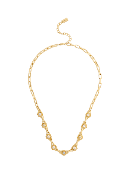 Coach Crystal Tea Rose Heirloom Necklace, Gold - view 2, Crystal Gold