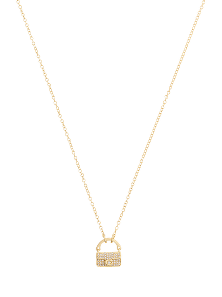 Coach Pavé Tabby Bag Pendant Necklace, Crystal Gold, Crystal Gold