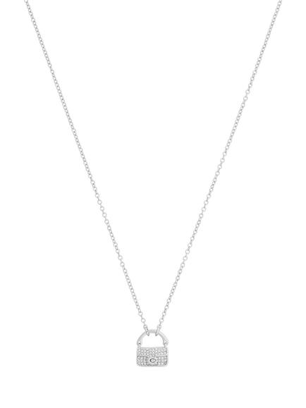 Coach Pavé Tabby Bag Pendant Necklace, Crystal Silver, Crystal Silver