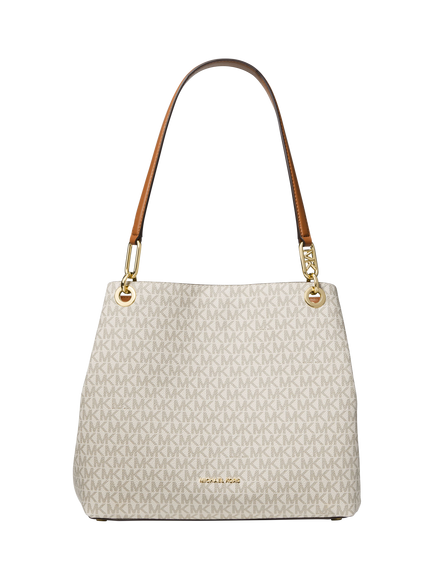 Michael Kors Kensington Monogram Shoulder Bag, Vanilla/Acorn, Vanilla/Acrn