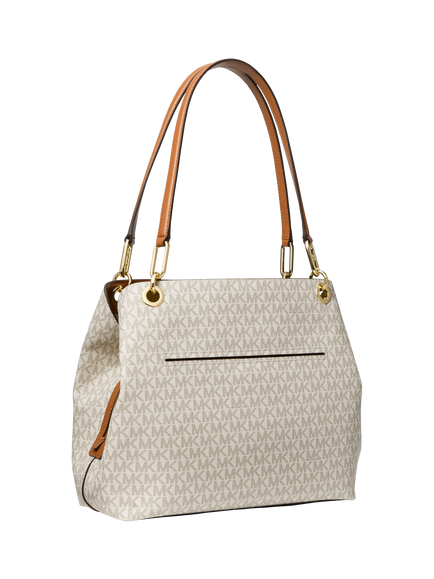 Michael Kors Kensington Monogram Shoulder Bag, Vanilla/Acorn - view 2, Vanilla/Acrn