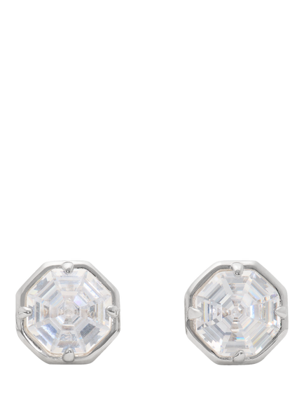 kate spade new york Octagon Stone Stud Earrings, Clear/Silver, Clear/Silver