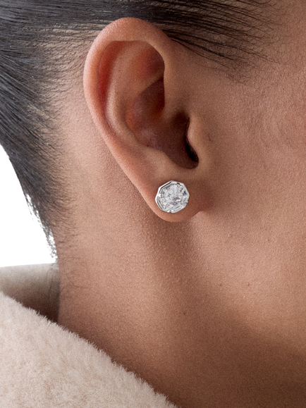 kate spade new york Octagon Stone Stud Earrings, Clear/Silver - view 2, Clear/Silver