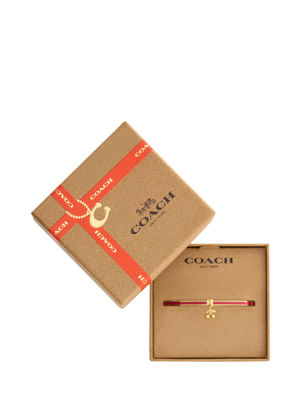 Coach Cherry Charm Enamel Bangle, Red/Gold - view 2, Red