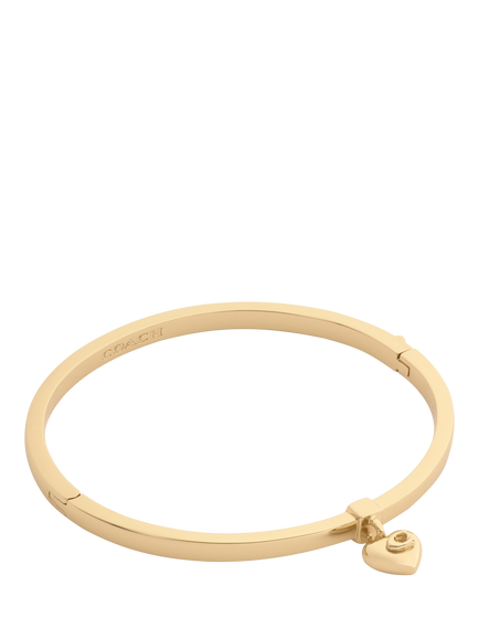 Coach Heart Charm Bangle, Gold, Gold
