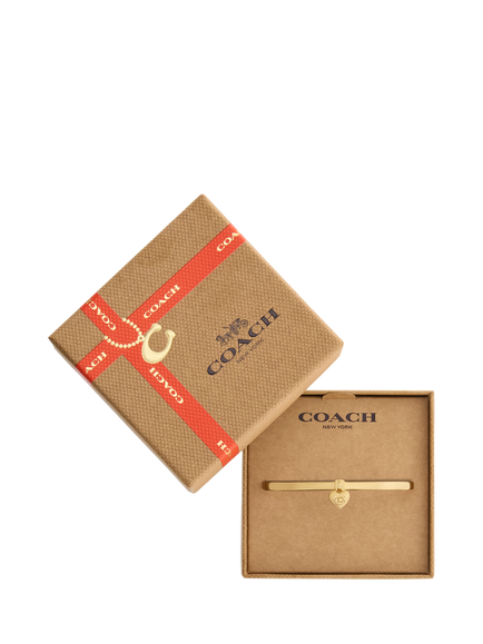 Coach Heart Charm Bangle, Gold - view 2, Gold