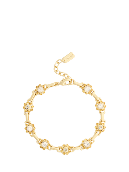 Coach Crystal Tea Rose Heirloom Bangle, Gold - view 2, Crystal Gold