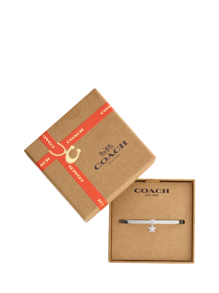 Coach Star Charm Bangle, Silver - view 2, Rhodium