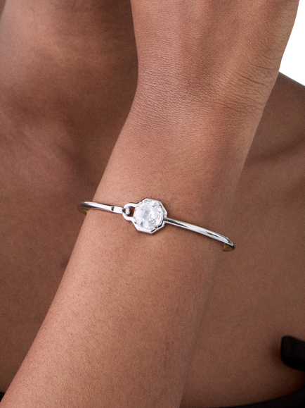 kate spade new york Octagon Stone Bangle, Clear/Silver - view 2, Clear/Silver