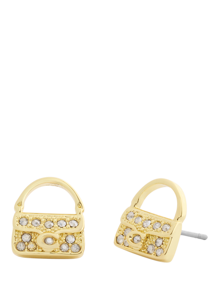 Coach Pavé Tabby Bag Stud Earrings, Crystal Gold, Crystal Gold