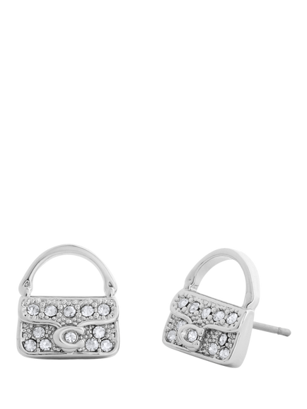 Coach Pavé Tabby Bag Stud Earrings, Crystal Silver, Crystal Silver