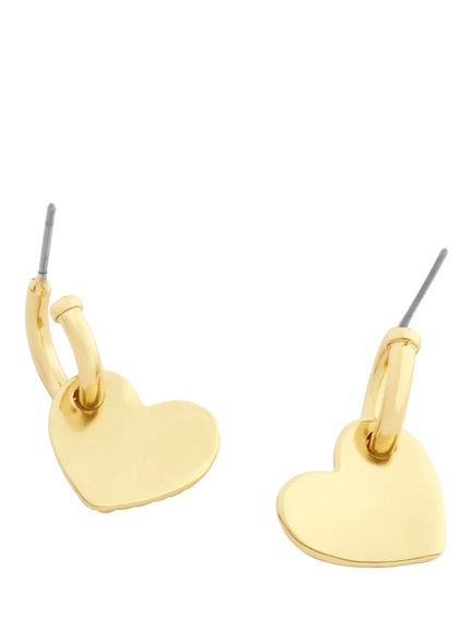 Coach Textured Heart Huggie Hoop Earrings, Gold - view 2, Gold