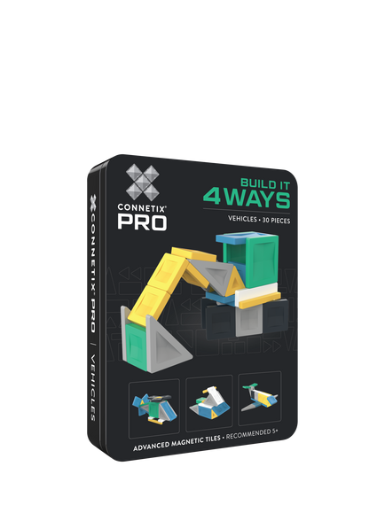 Connetix Pro Build It 4 Ways Vehicles Set, 30 Pieces, Multi