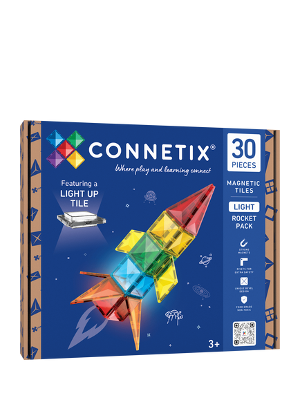 Connetix Light Up Rocket, 30 Piece Set, Multi