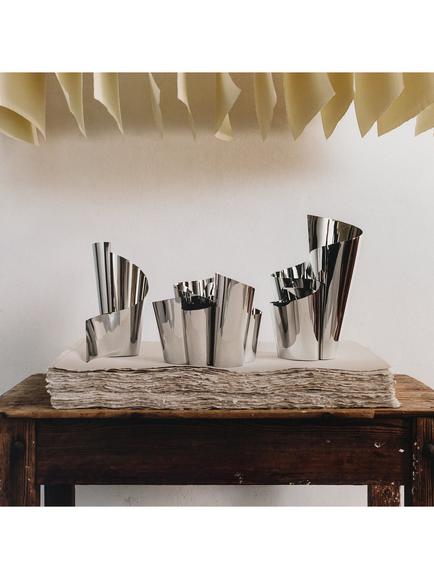 Georg Jensen Fold Stainless Steel Vase, H25cm - view 2, Stainless Steel