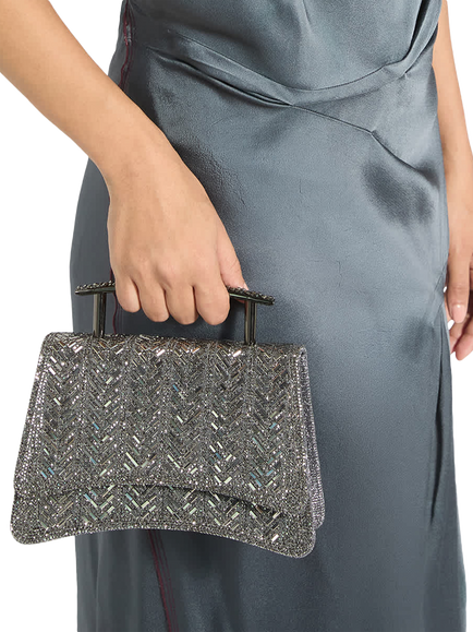 Dune London Bedazzle Fabric Clutch Bag, Pewter - view 2, Pewter