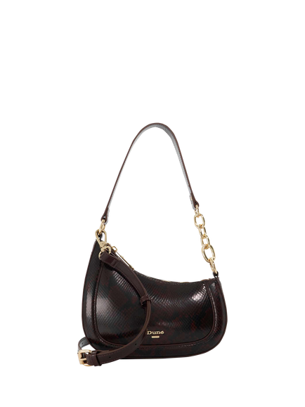 Dune London Direction Leather Shoulder Bag, Brown, Brown