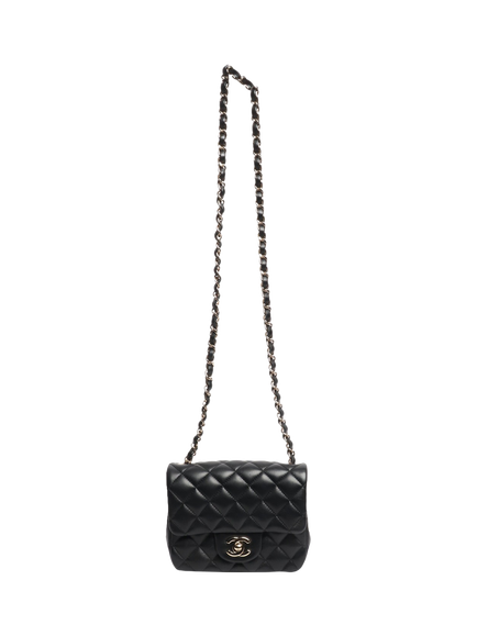 Pre-loved CHANEL 2020 Mini Lambskin Quilted Classic Single Flap Bag, Black - view 2, Black