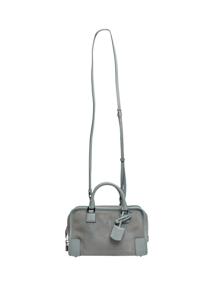Pre-loved LOEWE Mini Amazona Suede Crossbody Bag, Blue, Blue