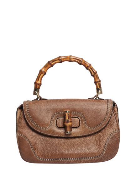 Pre-loved GUCCI Leather Bamboo Crossbody Bag, Brown, Brown
