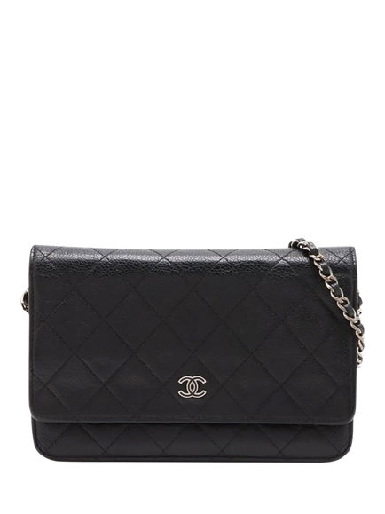 Pre-loved CHANEL 2016 Caviar Wallet-on-Chain Bag, Black, Black
