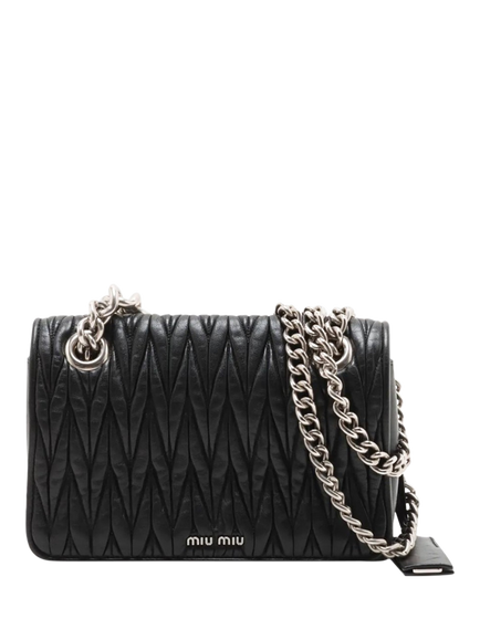Pre-loved Miu Miu Matelassé Leather Chain Bag, Black, Black