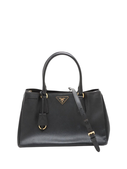 Pre-loved Prada Saffiano Lux Leather 2-Way Bag, Black, Black