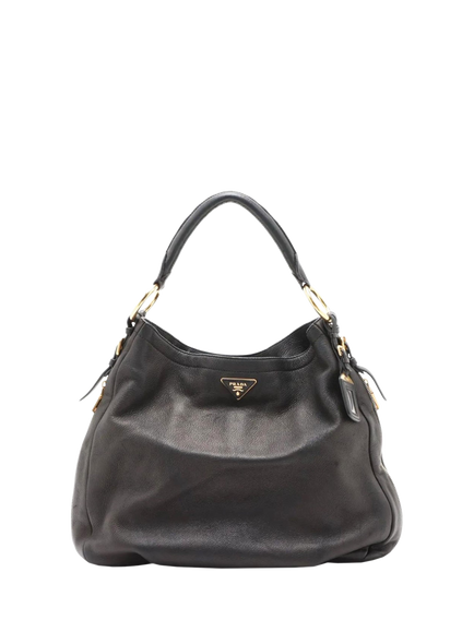 Pre-loved Prada Vitello Daino Leather Shoulder Bag, Black, Black