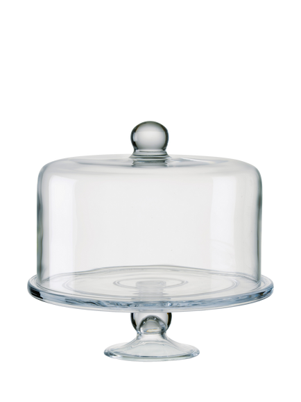 Artland Glass Cake Stand & Dome, 28cm, Clear, Clear