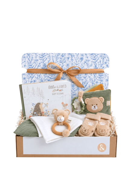 Bumbles & Boo Little & Loved New Baby Gift Hamper with Personalised Card, White/Beige/Yellow