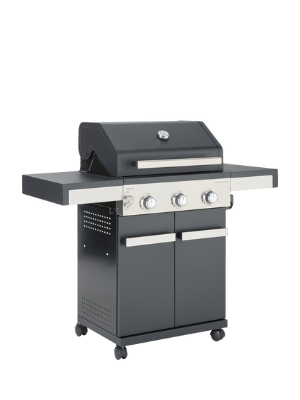 John Lewis OUTLET Grillstream 3-Burner Hybrid Gas & Charcoal BBQ, Like New, Black