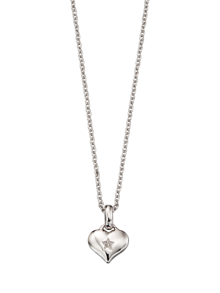 Little Star Kids' Bella Heart Pendant, Silver, Silver