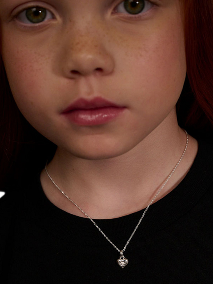 Little Star Kids' Bella Heart Pendant, Silver - view 2, Silver