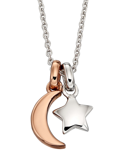 Little Star Kids' Collette Moon and Star Pendant Necklace, Silver, Silver