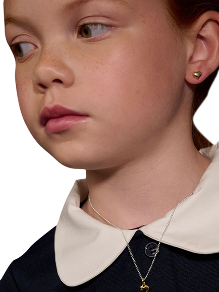 Little Star Kids' Aria Heart Stud Earrings, Gold - view 2, Gold