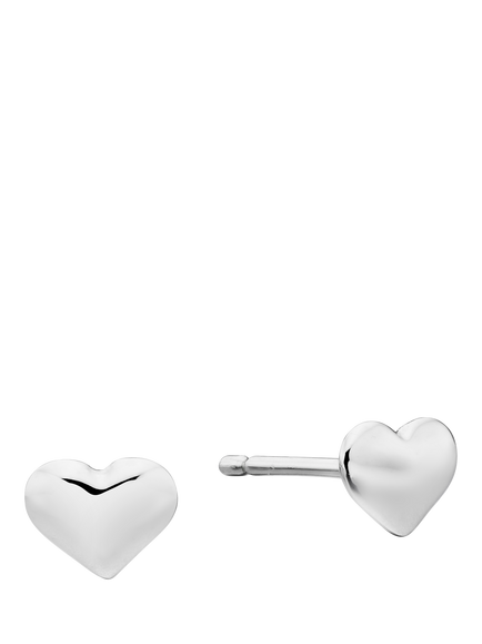 Little Star Kids' Phoebe Heart Stud Earrings, Silver, Silver