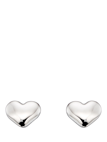 Little Star Kids' Phoebe Heart Stud Earrings, Silver - view 2, Silver