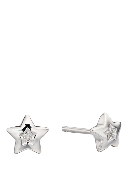 Little Star Kids' Noor Star Stud Earrings, Silver, Silver