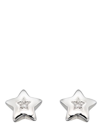 Little Star Kids' Noor Star Stud Earrings, Silver - view 2, Silver
