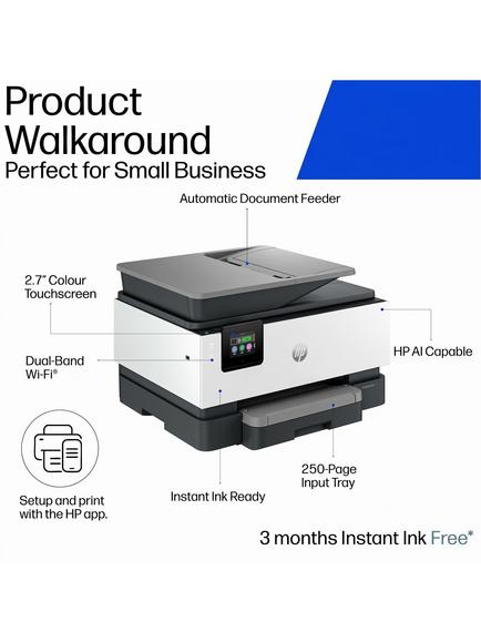 HP OfficeJet Pro 9120 All-in-One Wireless Printer & Fax Machine with Touch Screen, HP Instant Ink Compatible, White - view 2, White