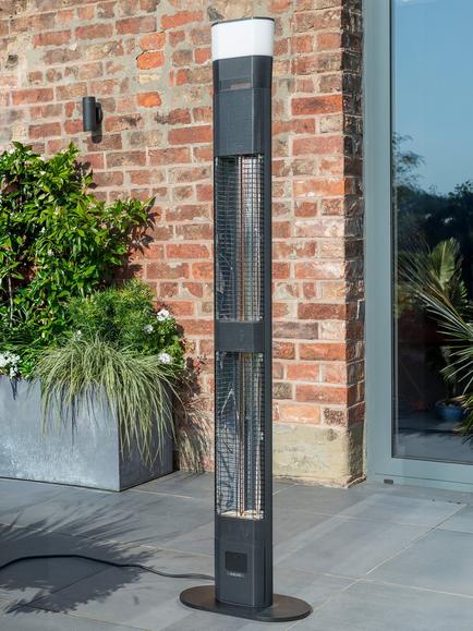 KETTLER Kalos Ibiza 3000W Floor Standing Patio Heater with LED Light & Wireless Speaker - view 2, Grey Slate