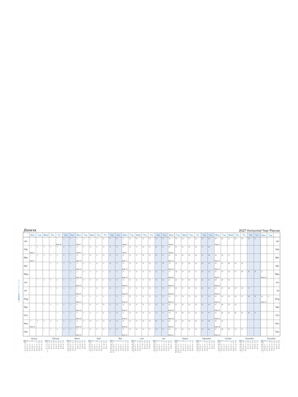 Filofax A5 Horizontal Year Planner 2027 Diary Refill, Multi - view 2, Multi Multi